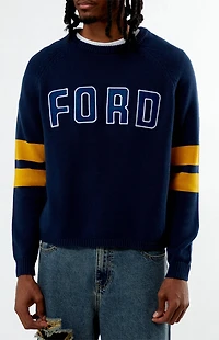 FORD Navy Striped Crew Neck Sweater