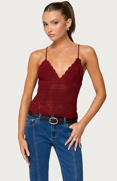 Edikted Delila Crochet V Neck Top