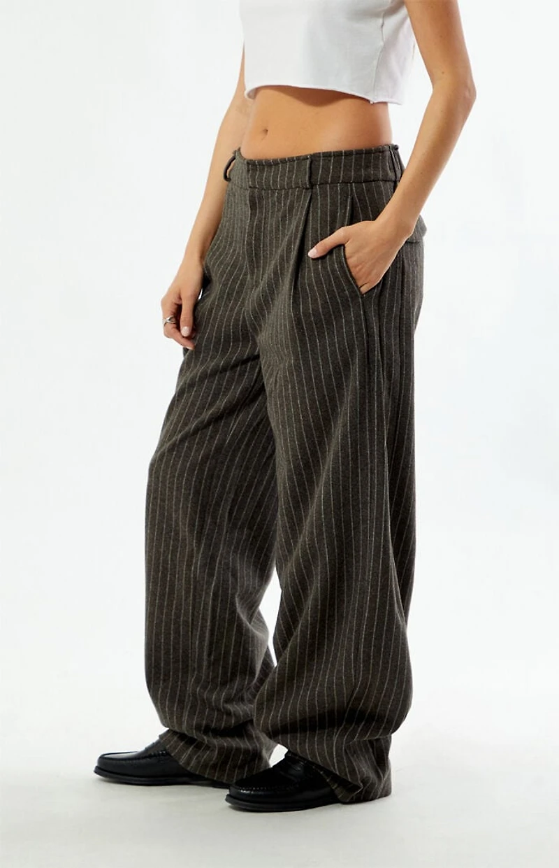 Daisy Street Pinstripe Dove Low Rise Baggy Trousers