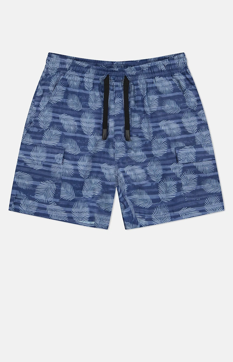 WeSC Blue Linen Utility Cargo Shorts