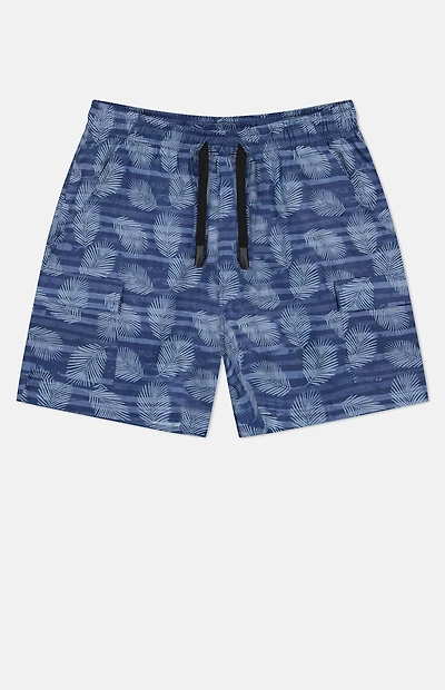 WeSC Blue Linen Utility Cargo Shorts
