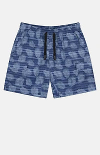 WeSC Blue Linen Utility Cargo Shorts