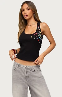 Edikted Natash Button Tank Top