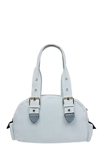True Religion Light Blue Multi Patch Satchel Bag