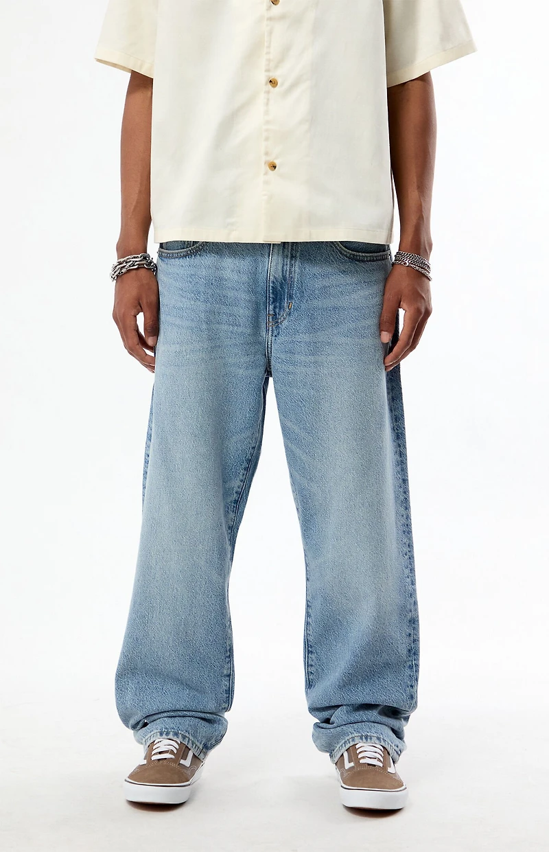 Pacsun Logan Relaxed Straight Jeans Light Blue
