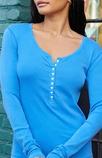 John Galt Electric Blue Zelly Long Sleeve Top