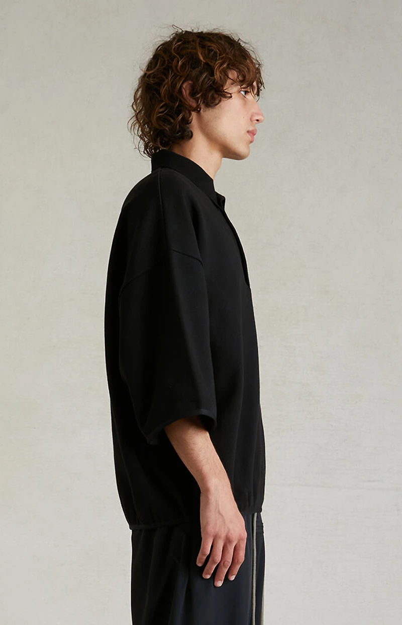 Fear of God ESSENTIALS Black 3/4 Sleeve Polo Sweatshirt