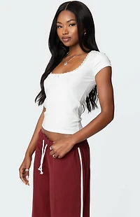 Edikted Priscilla Lace Trim T-Shirt