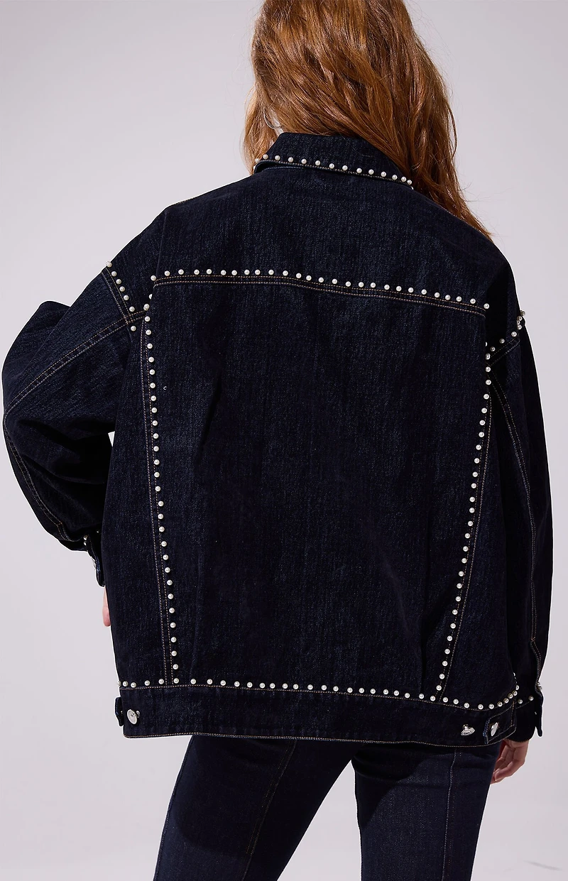 AZALEA WANG Micah Pearl Oversized Denim Jacket