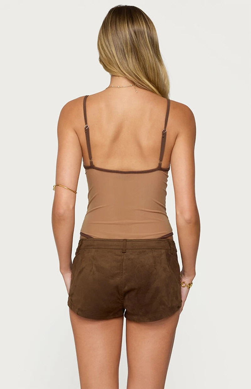 Edikted Contrast Sheer Mesh Cut Out Bodysuit