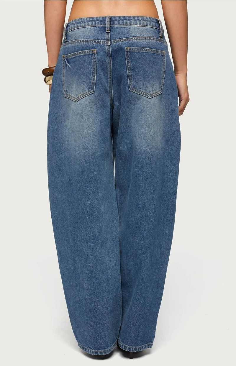 Edikted Button Stitch Low Rise Barrel Jeans