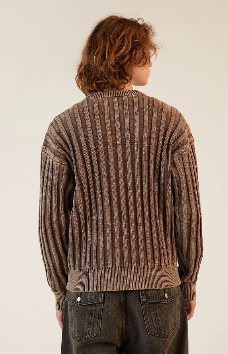 Pacsun Brown Wide Ribbed Knit Crew Neck Sweater