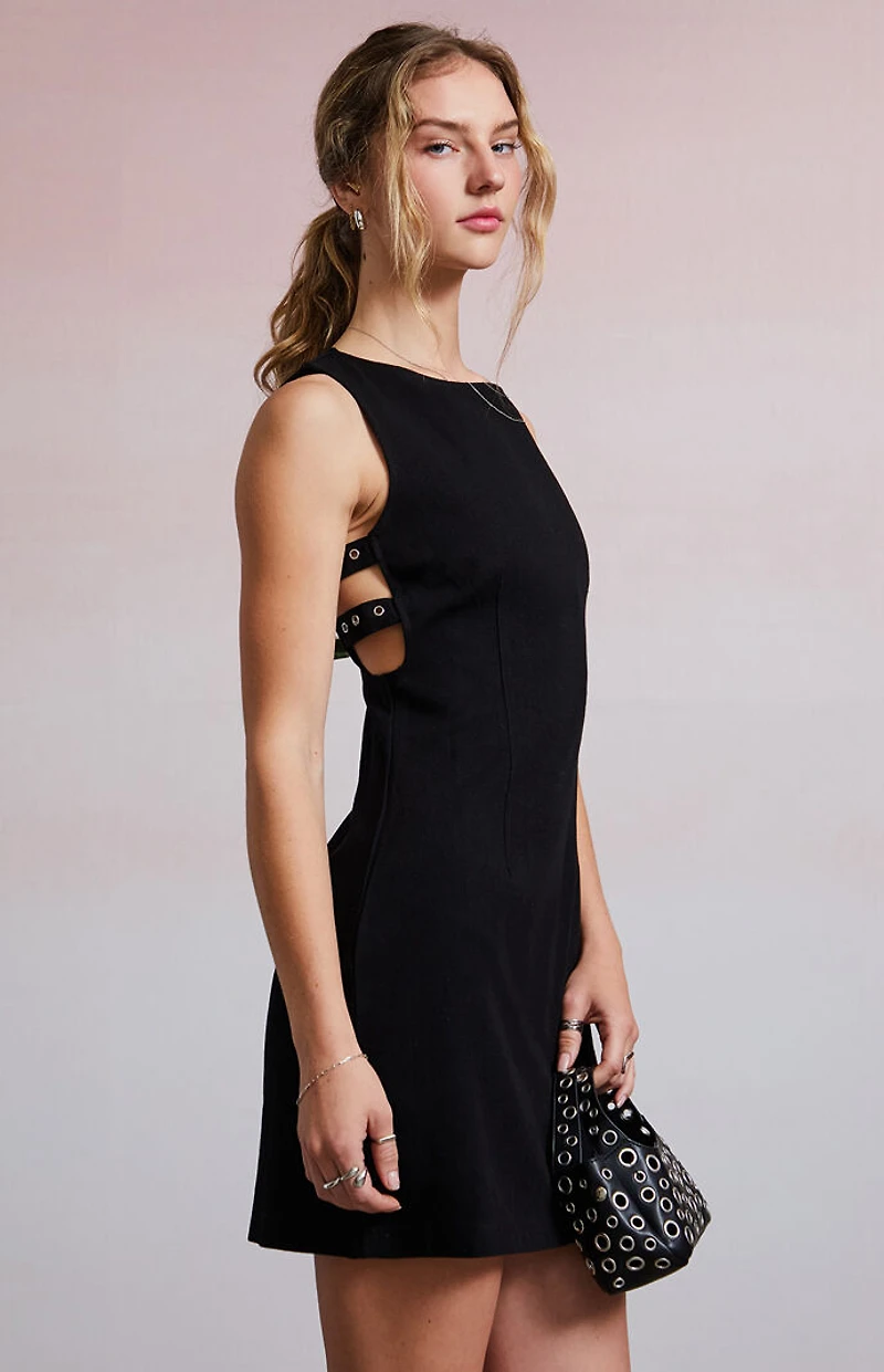 Third Charm Riley Buckle Denim Mini Dress