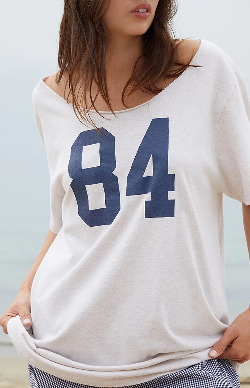 John Galt Light Gray Penelope 84 Off-The-Shoulder Oversized Top