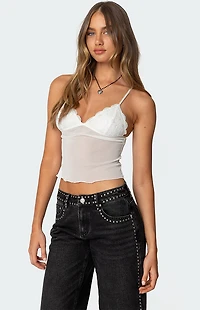Edikted Malika Lacey Sheer Mesh Tank Top
