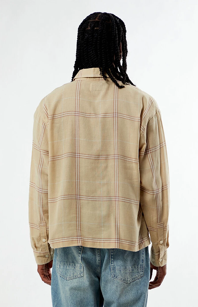Pacsun Tan Long Sleeve Classic Flannel Shirt