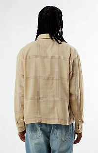 Pacsun Tan Long Sleeve Classic Flannel Shirt