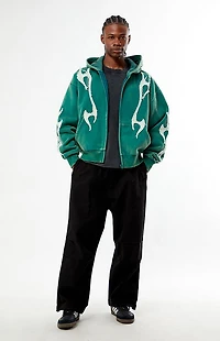 Pacsun Abstract Raw Applique Cropped Full Zip Hoodie