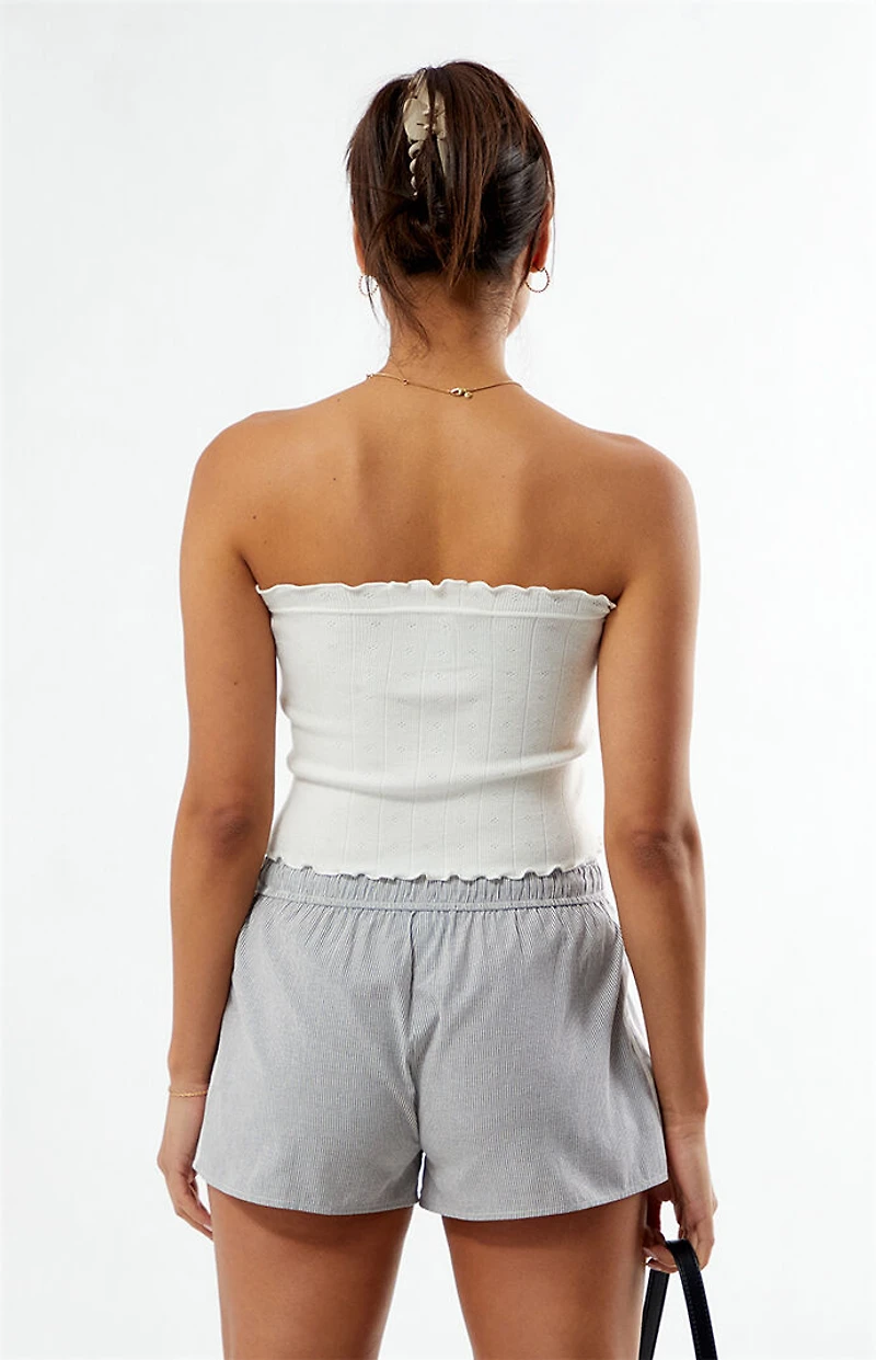 Your Favorite Pointelle Ruffle Strapless Sweater