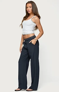Edikted Ayve Eyelet Waist Straight Leg Pants
