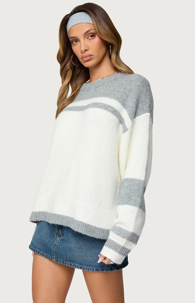 Edikted Nogah Stripey Oversized Sweater