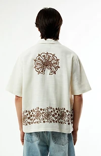 Pacsun Cream Remi Embroidered Oversized Resort Camp Shirt