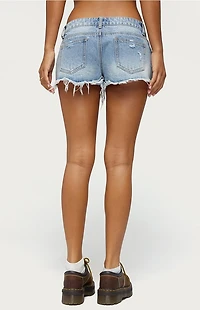 Edikted Catrine Plaid Pocket Denim Shorts