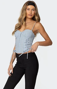 Edikted Lois Lace Up Pinstripe Corset