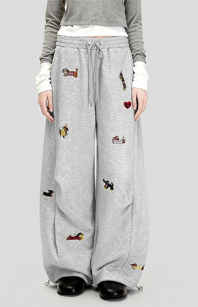 Aelfric Eden Embroidered Dog Barrel Sweatpants