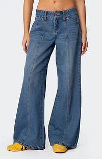 Edikted Charlie Panel Stitch Low Rise Jeans