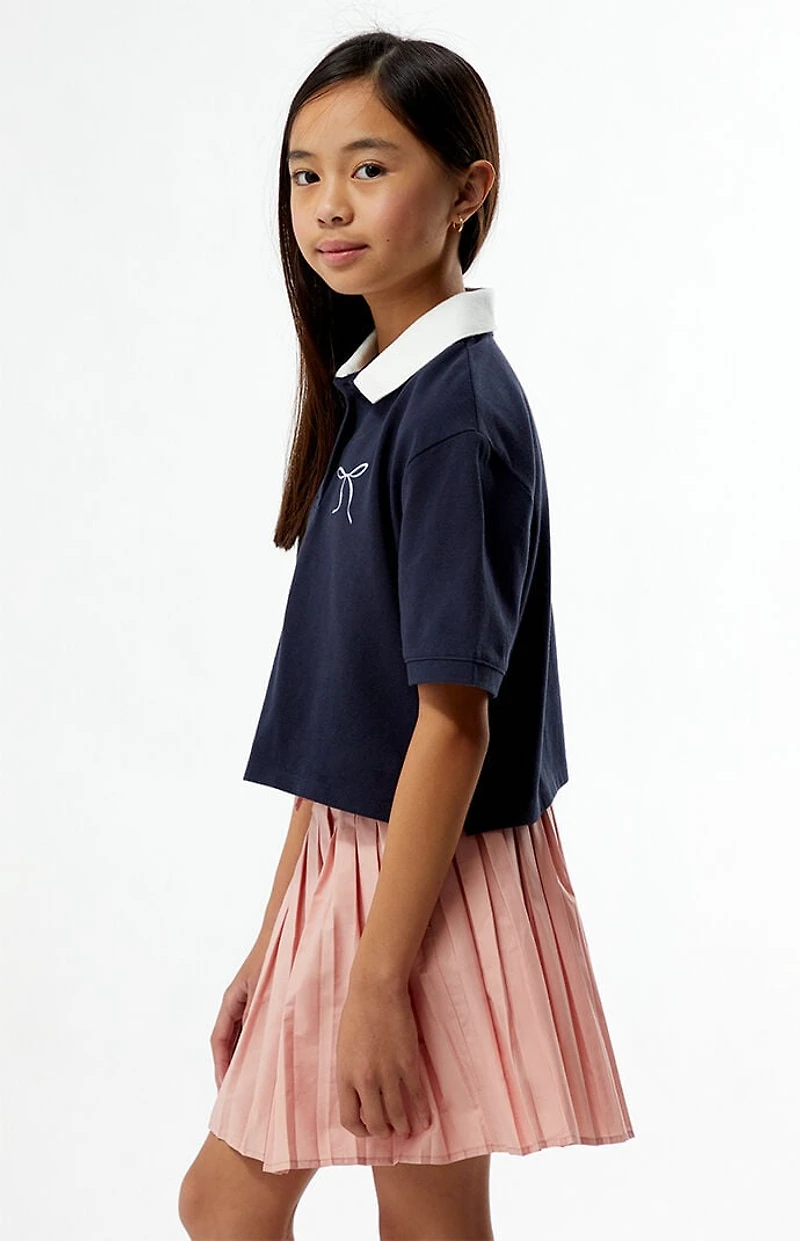 Pacsun Kids Bow Embroidered Cropped Polo Shirt