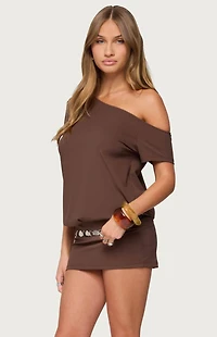 Edikted Dorie Off Shoulder Cut Out Mini Dress