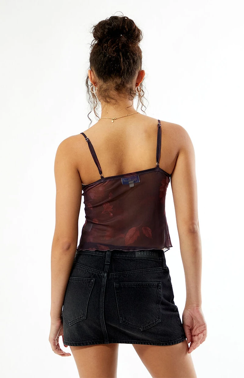 Your Favorite Lola Floral Mesh Asymmetrical Tank Top