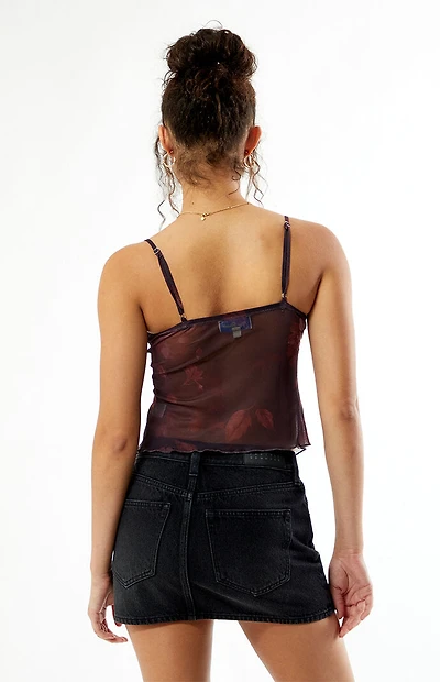 Your Favorite Lola Floral Mesh Asymmetrical Tank Top