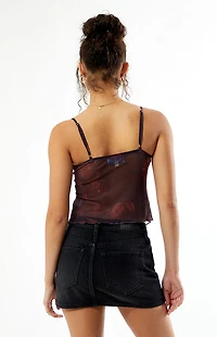 Your Favorite Lola Floral Mesh Asymmetrical Tank Top