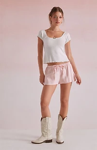 Beverly and Beck Linen Drawstring Micro Shorts