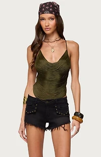 Edikted Elenie Fringed Cowl Neck Top