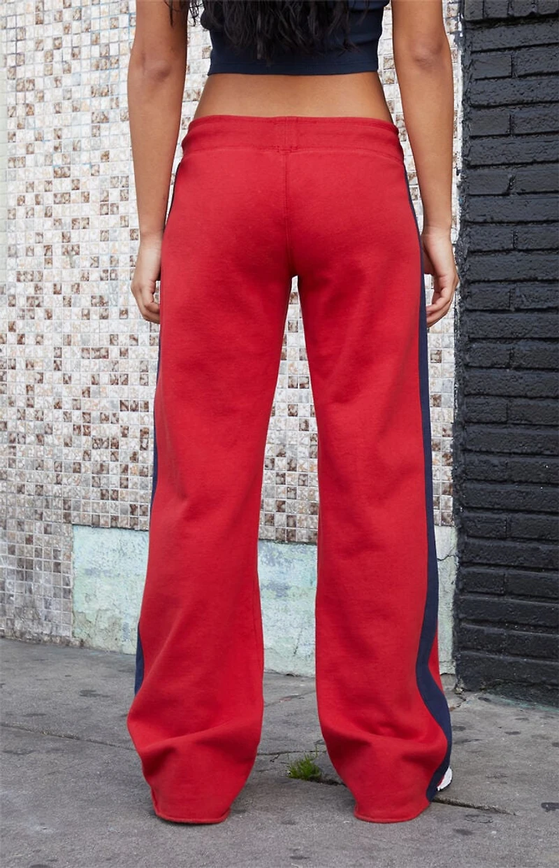John Galt Red Hilary Side Stripe Yoga Baggy Sweatpants