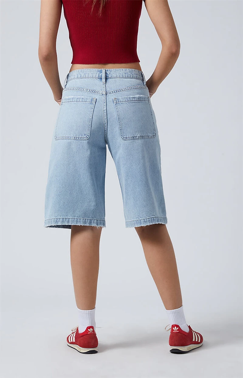 Pacsun Light Indigo Flame Extreme Denim Jorts
