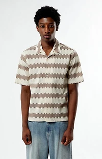 Pacsun Brown & Cream Textured Oversized Resort Camp Shirt