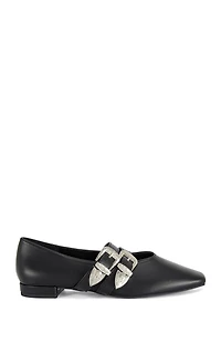 AZALEA WANG Women's Marius Black Western Ballet Flats