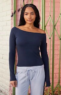 John Galt Navy Bonnie Long Sleeve Top