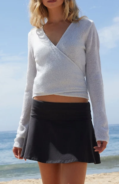 John Galt Light Blue Wrap Sweater