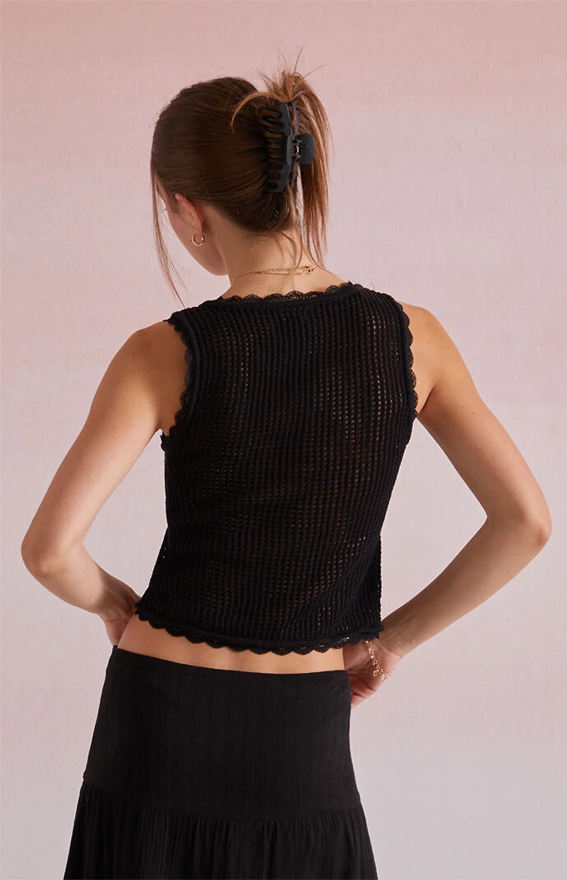 Beverly and Beck Lisette Tie Front Crochet Tank Top