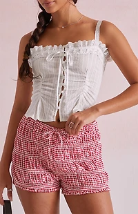 Beverly and Beck Chrissy Lace Trim Button Tank Top