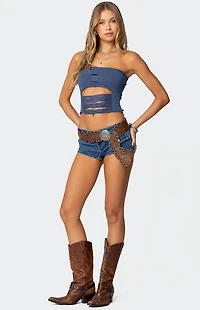 Edikted Laurier Distressed Knit Tube Top