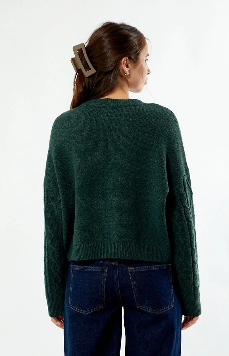 LA Hearts Cable Knit Cozy Crew Neck Sweater