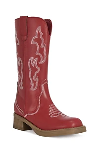 AZALEA WANG Women's Mariana Red Western Boots