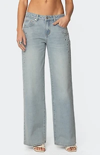 Edikted Everly Studded Low Rise Jeans