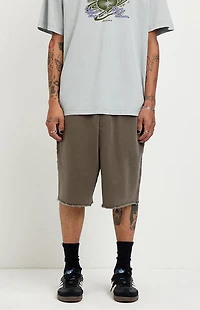 Pacsun Washed Brown Fleece Raw Baggy Sweat Shorts
